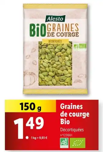 Lidl Alesto Graines de courge Bio offre