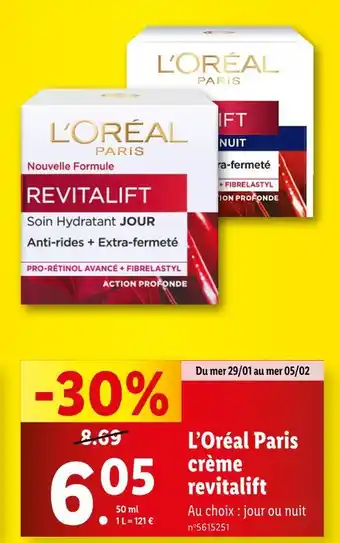 Lidl L'Oréal Paris crème revitalift offre