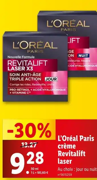 Lidl L'ORÉAL PARIS Crème revitalift laser offre