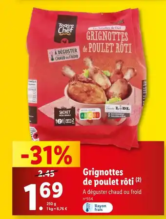 Lidl Toque du Chef Grignottes de poulet rôti offre