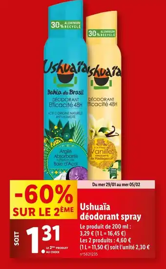 Lidl Ushuaïa Déodorant spray offre