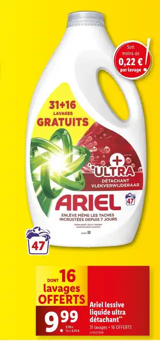 Lidl Ariel Ariel lessive liquide ultra détachant offre