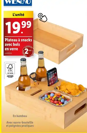 Lidl Plateau à snacks avec bols en verre offre