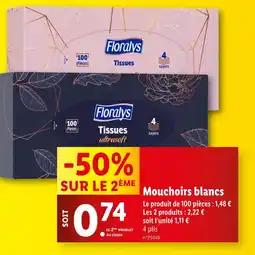 Lidl FLORALYS Mouchoirs blancs offre