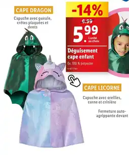 Lidl Déguisement cape enfant offre