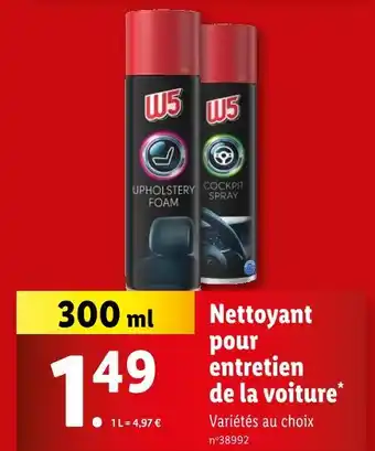 Lidl W5 Nettoyant pour entretien de la voiture offre