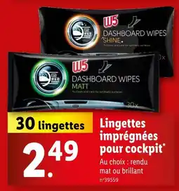 Lidl W5 Lingettes imprégnées pour cockpit offre