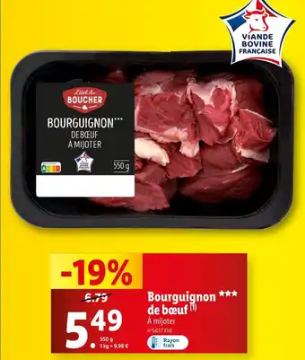 Lidl L'ÉTAL DU BOUCHER Bourguignon de bœuf offre