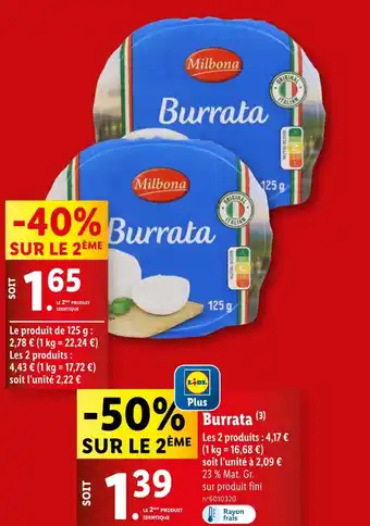 Lidl Milbona Burrata offre