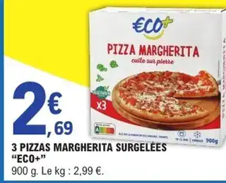 E.Leclerc ECO+ 3 pizzas margherita surgelées offre