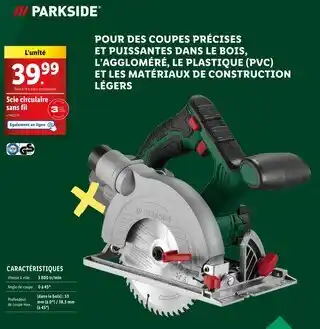 Lidl Parkside Scie circulaire sans fil offre