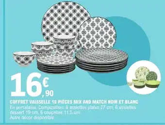 E.Leclerc Coffret vaisselle 18 pièces mix and match noir et blanc offre