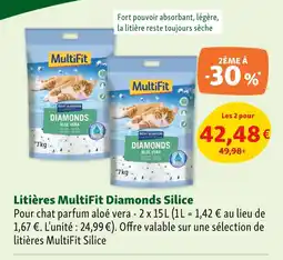 Maxi Zoo MultiFit Litières Diamonds Silice offre