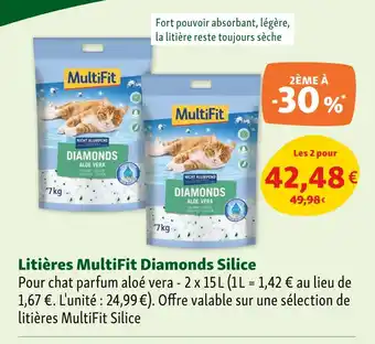 Maxi Zoo MultiFit Litières Diamonds Silice offre