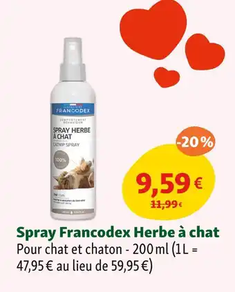 Maxi Zoo Francodex Spray Herbe à chat offre