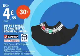 E.Leclerc KAPPA LOTTO Lot de 6 paires de chaussettes homme ou junior offre