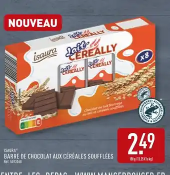 ALDI ISAURA Barre de chocolat aux céréales soufflées offre