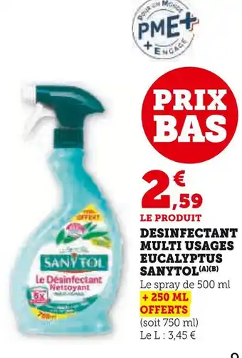 Super U Sanytol Désinfectant multi usages Eucalyptus(A)(B) offre