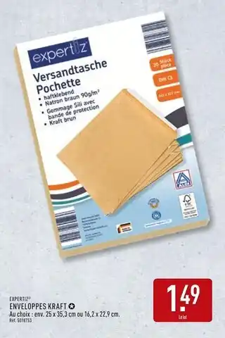 ALDI EXPERTIZ Enveloppes Kraft offre