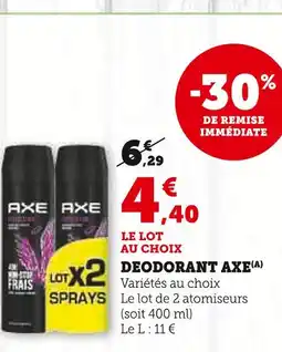 Super U AXE Deodorant offre