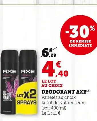 Super U AXE Deodorant offre