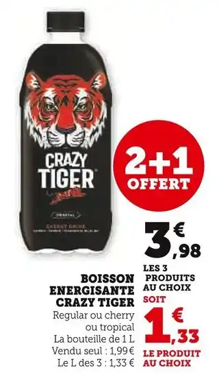 Super U Crazy Tiger Boisson energissante offre