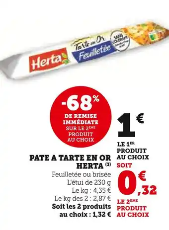 Super U Herta Pâte à Tarte en Or offre