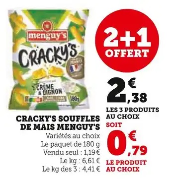 Super U MENGUY'S Cracky's souffles de mais offre