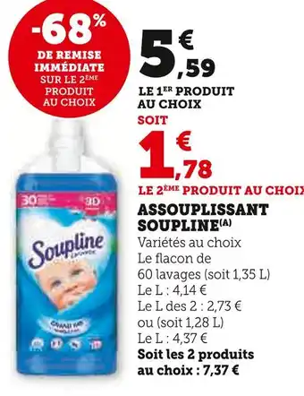 Super U SOUPLINE Assouplissant (A) offre