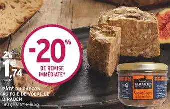 Intermarché Biraben pate du gascon au foie de volaille offre