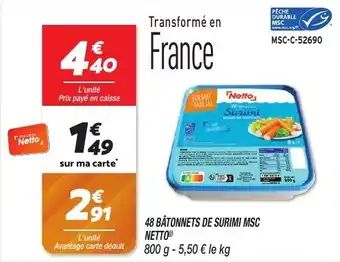 Netto Batonnets de surimi msc offre