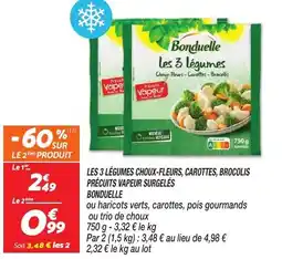 Netto Bonduelle les 3 legumes choux fleurs carottes brocolis precuits vapeur surgeles offre