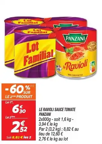 Netto Panzani le ravioli sauce tomate offre