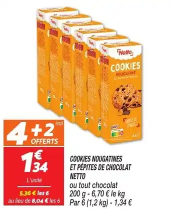 Netto Netto cookies nougatines et pepites de chocolat offre