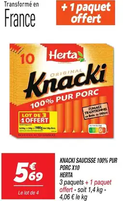 Netto Knacki saucisse  pur porc  herta offre