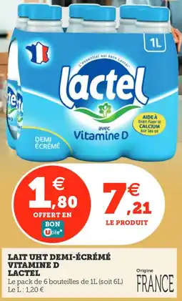 Utile Lait uht demi-écrémé vitamine d lactel offre