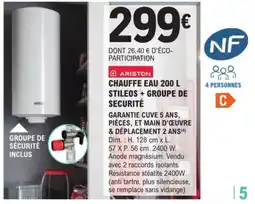 E.Leclerc Brico Ariston chauffe eau stileos + groupe de securité offre