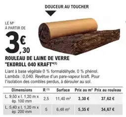 E.Leclerc Brico Rouleau de laine de verre ekoroll 040 kraft offre