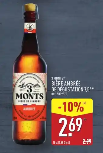 ALDI 3 MONTS Bière ambrée de dégustation 7,5° offre