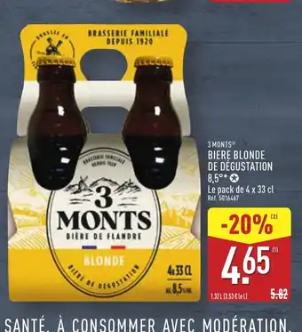 ALDI 3 MONTS Biere blonde de dégustation 8,5° offre