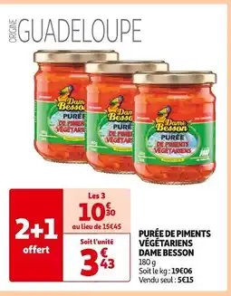 Auchan Supermarché DAME BESSON Purée de piments végétariens offre