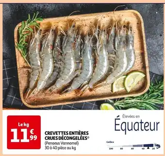 Auchan Supermarché Crevettes entières crues décongelées offre