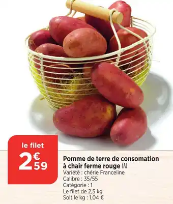 Bi1 Pomme de terre de consomation à chair ferme rouge offre