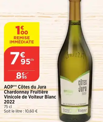 Bi1 AOP Côtes du Jura Chardonnay Fruitière Vinicole de Voiteur Blanc offre