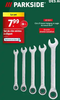 Lidl Parkside set de cles mixtes a cliquet offre