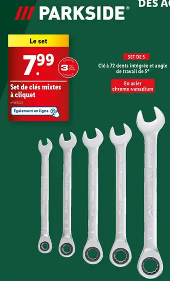 Lidl Parkside set de cles mixtes a cliquet offre