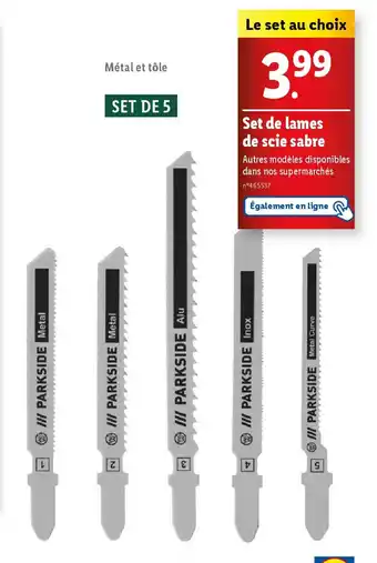 Lidl Parkside set de lames de scie sabre offre