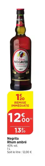 Bi1 NEGRITA Rhum ambré offre