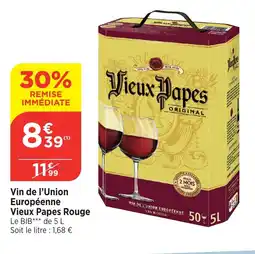 Bi1 Vin de l'Union Européenne Vieux Papes Rouge offre