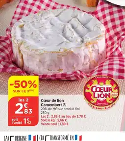 Bi1 Cœur de lion Camembert offre